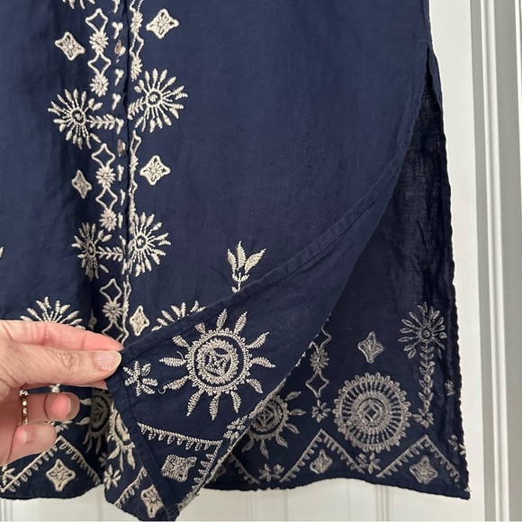 Johnny Was Linen Embroidered Floral Button Down Midi Dress Size XS - Picture 9 of 15